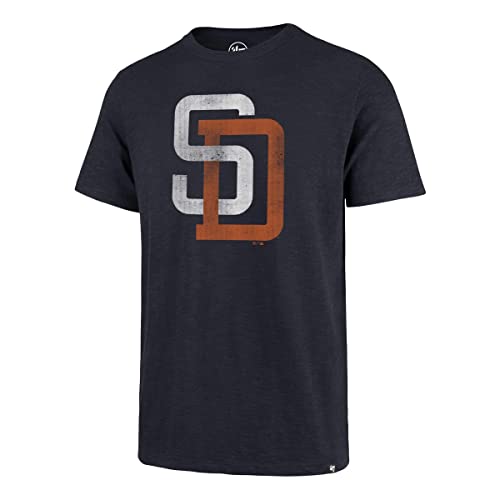 MLB Herren Cooperstown Grit Vintage Scrum Team Farbe Primary Logo Word Mark T-Shirt, San Diego Padres Marineblau, Small von '47