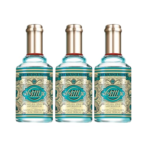 4711® Echt Kölnisch Wasser | Eau de Cologne 90ml Natural Spray Vaporisateur 3x – Dreier-Set ohne Einzelverpackung – Duftklassiker im ikonischen Flakon – unisex – wohltuend für Körper, Geist und Seele von 4711
