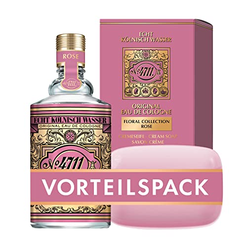 4711® Floral Collection Rose: Vorteilspack: Eau de Cologne und Seife - romantisch - sanft - blumig I 1x100ml Eau de Cologne + 1x 100g Seife von 4711