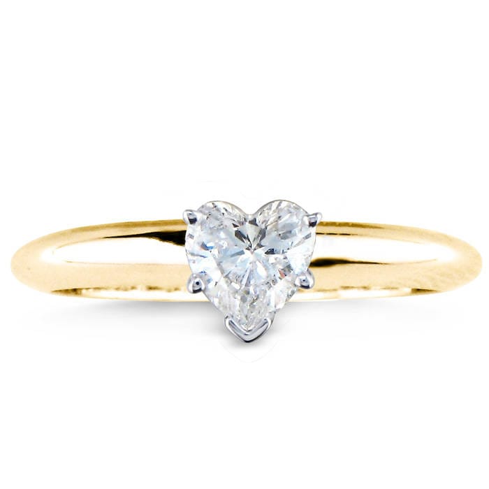 14K Gelbgold, 1/2Ct Herzförmiger Diamant Solitärring von 47thStreetJewelry