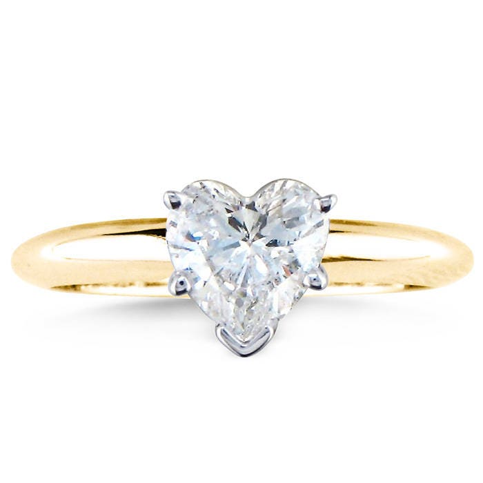 14K Gelbgold, 3/4Ct Herzförmiger Diamant Solitärring von 47thStreetJewelry