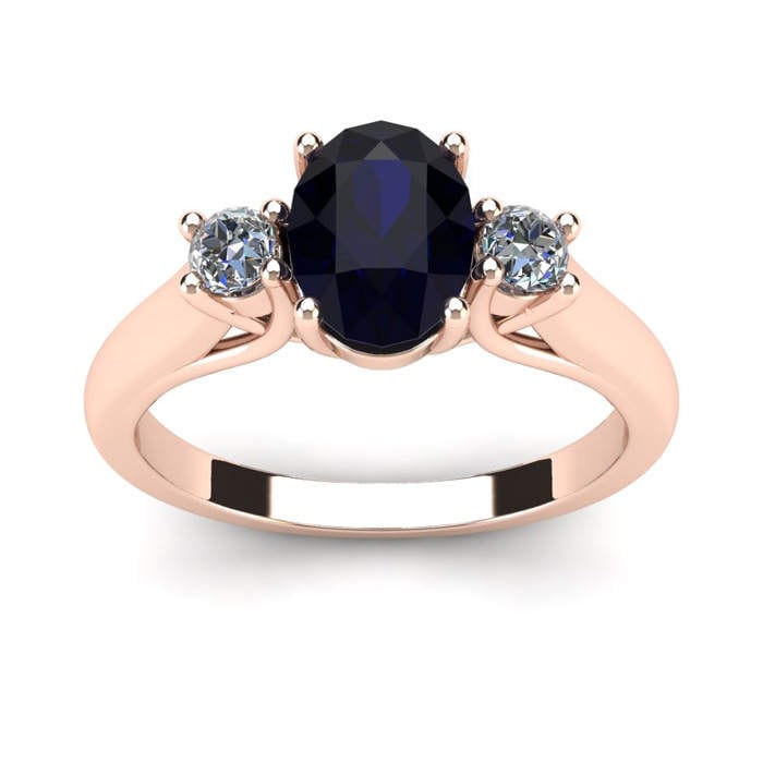 14K Rose Gold 1/5Ct Ovaler Saphir Und Zwei Diamanten Ring, Erhältlich in Den Größen 4 - 9, 5 von 47thStreetJewelry