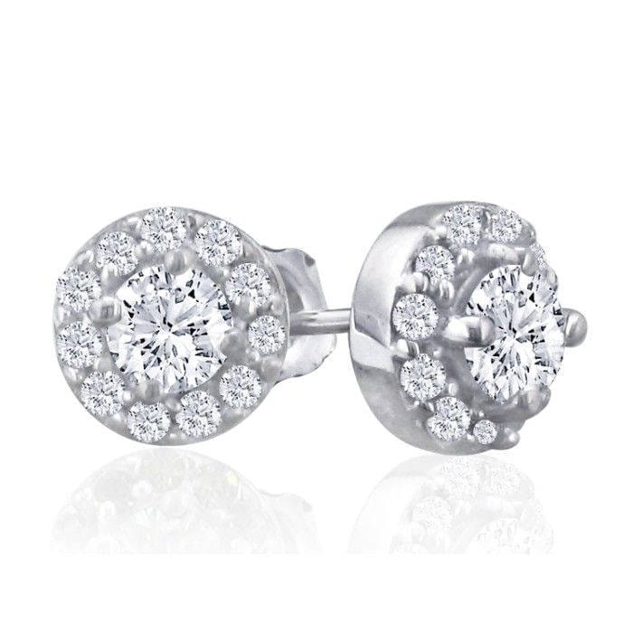 14K Weißgold 1/4Ct Diamant Ohrstecker Mit Pave Diamanten 14K Weißgold 1/4Ct Diamant Ohrstecker Mit Pave Diamanten von 47thStreetJewelry