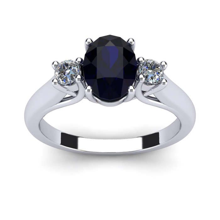 14K Weißgold 1/5 Karat Ovaler Saphir Und Zwei Diamanten Ring, Erhältlich in Den Größen 4 - 9, 5 von 47thStreetJewelry