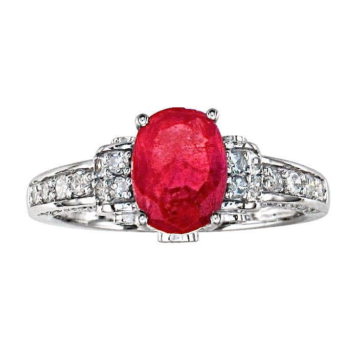 14K Weißgold 1.85 Karat Oval Rubin Und Diamant Ring, Erhältlich in Den Größen 4 - 9, 5 von 47thStreetJewelry