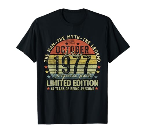 48th Birthday Gifts Vintage October 1977 48 Years Old Men T-Shirt 48th Birthday Gifts Vintage October 1977 48 Years Old Men T-Shirt von 48 Years Old Awesome Since October 1977 Birthday