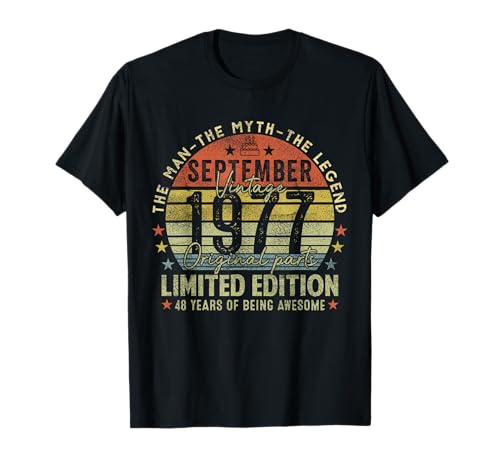 48th Birthday Gifts Vintage September 1977 48 Years Old Men T-Shirt 48th Birthday Gifts Vintage September 1977 48 Years Old Men T-Shirt von 48 Years Old Awesome Since September 1977 Birthday
