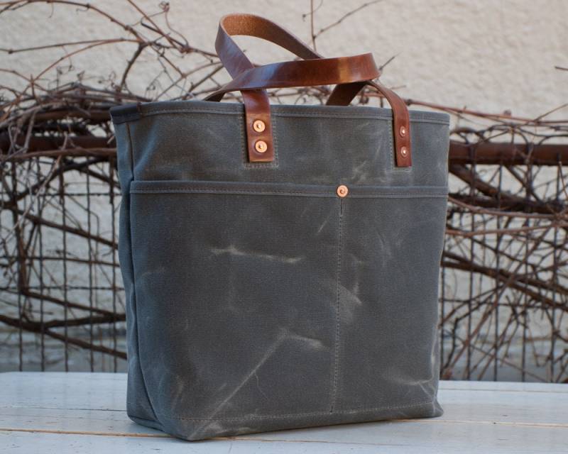 Gewachste Canvas Tasche - Kostenloser Standardversand in Die Usa Zaumledergriffe Kupfernieten Unisex Made Den von 48NorthCanvas