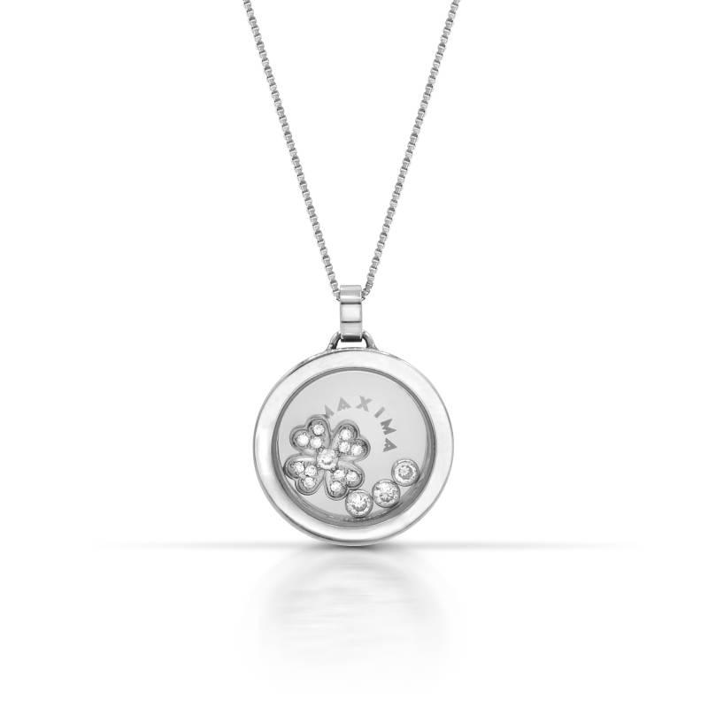 Edelstahl 4 Kleeblatt Mit Kristallen Floating-Anhänger Kette von 4DloveofJewelry14