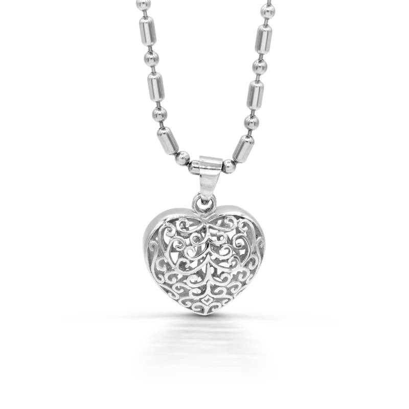 Edelstahl Chunky Cut Out Herzanhänger Mit Perlenkette von 4DloveofJewelry14