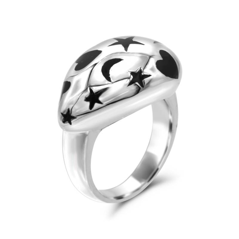 Edelstahl Herz Mond Und Sterne Ring - Size 7 Edelstahl Herz Mond Und Sterne Ring - Size 7 von 4DloveofJewelry14