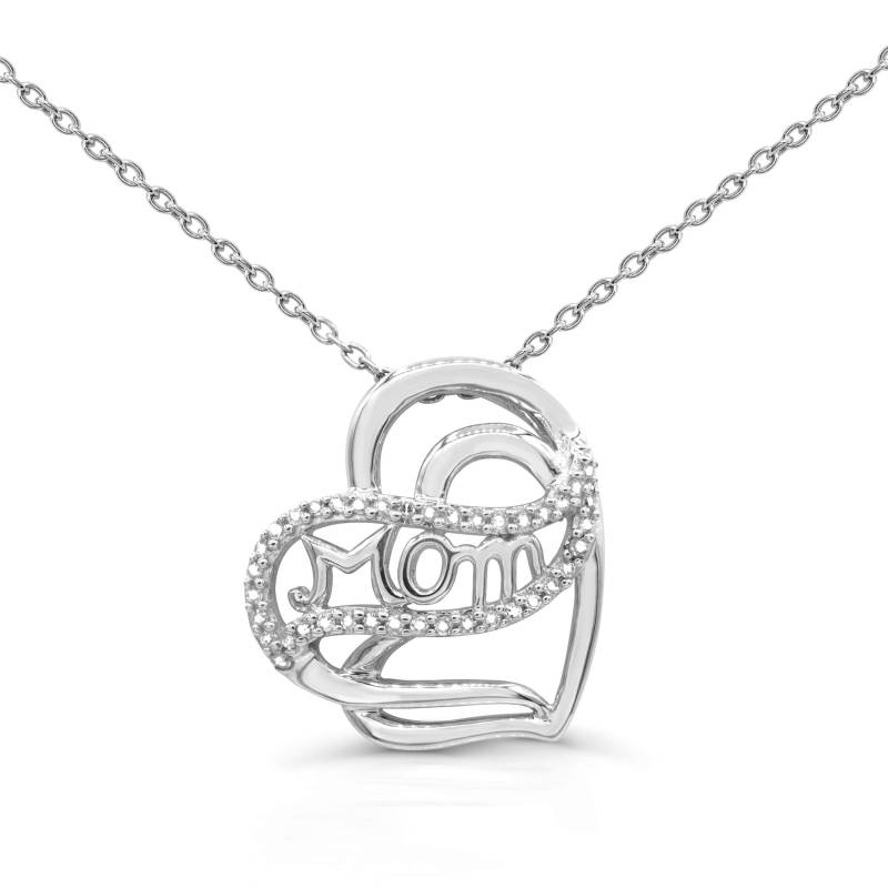 Herzform - Mamas Anhänger Mit Weißen Diamanten Und Kette von 4DloveofJewelry14