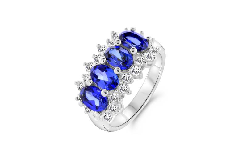 Original Silber Erstellt Ceylon Blauer Saphir Mit Weißer Topas Ring - Größe 7 Original Silber Erstellt Ceylon Blauer Saphir Mit Weißer Topas Ring - Größe 7 von 4DloveofJewelry14
