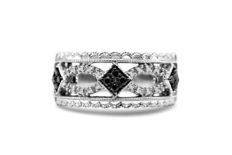 "sterling Silber 925 in "Schwarz Und Weiß" Diamant Mit Pave "Fassung Für Ring Weißem - Größe 7." "sterling Silber 925 in "Schwarz Und Weiß" Diamant Mit Pave "Fassung Für Ring Weißem - Größe 7." von 4DloveofJewelry14