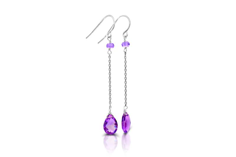 sterling Silber Birnenförmige Amethyst Tropfen Baumelnde Ohrring von 4DloveofJewelry14