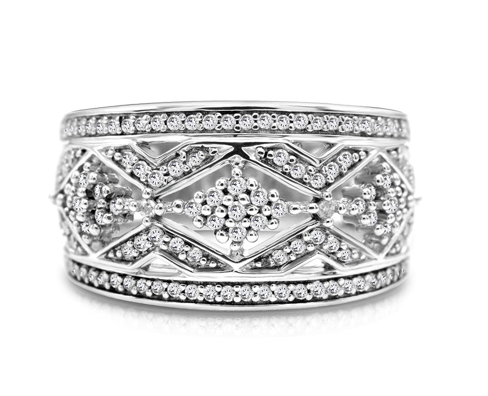 sterling Silber Diamant 3/8Ct Bandring - Größe 7 von 4DloveofJewelry14