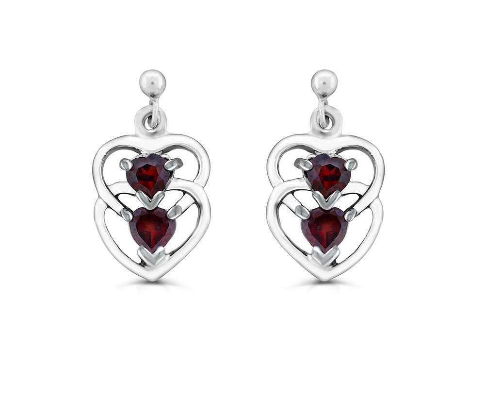 sterling Silber Granat Herz Ohrringe sterling Silber Granat Herz Ohrringe von 4DloveofJewelry14
