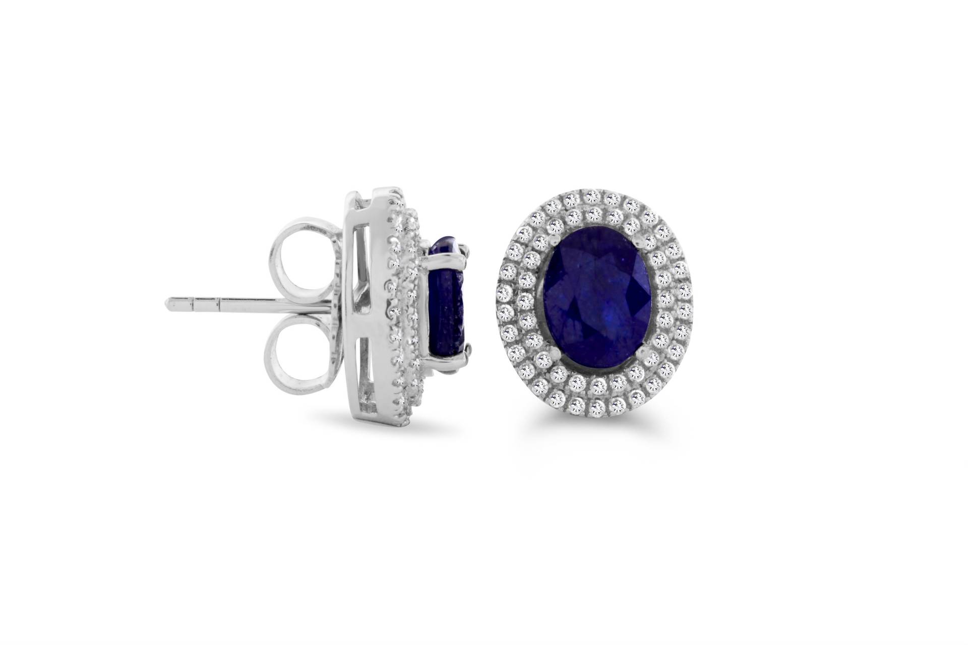 sterling Silber Kanchanaburi Saphir Mit Weißen Zirkon Halo Ohrstecker sterling Silber Kanchanaburi Saphir Mit Weißen Zirkon Halo Ohrstecker von 4DloveofJewelry14
