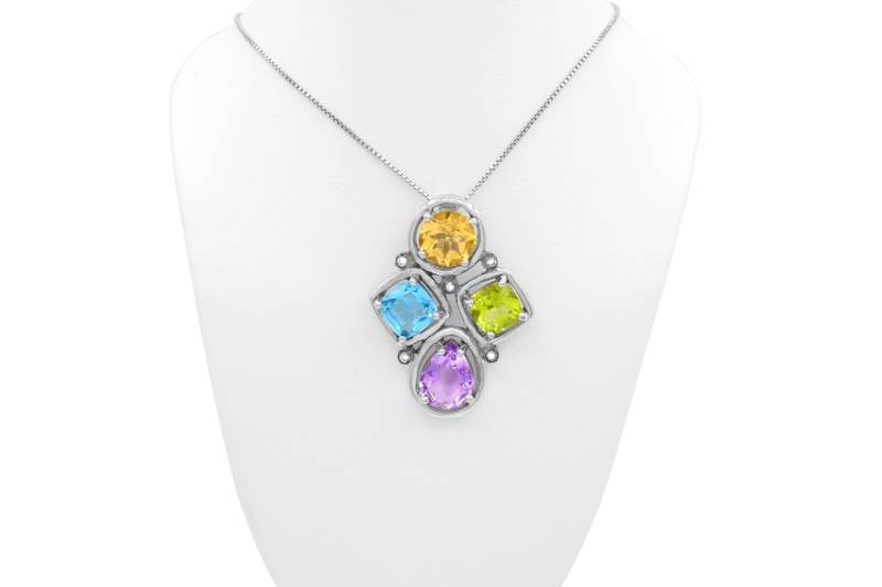 sterling Silber Multi Color Anhänger Mit Kette sterling Silber Multi Color Anhänger Mit Kette von 4DloveofJewelry14