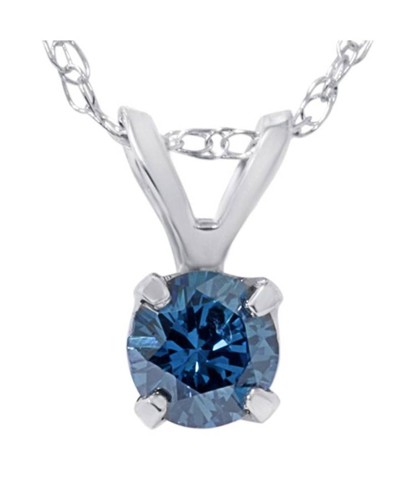 3/8 Ct Blue Diamond Solitaire Pendant in 14K Gold Mit 18 Zoll Kette 3/8 Ct Blue Diamond Solitaire Pendant in 14K Gold Mit 18 Zoll Kette von 4EverBlingJewlery