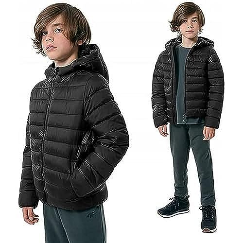 4F JUNIOR Jungen Boy's Jacket JKUMP001 Daunenjacke, DEEP Black, 152 von 4F