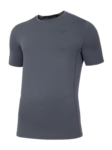 4F Herren Sport T-Shirt Running Fitness Shirts Sportbekleidung Kurzarm Oberteile Shortsleeve Top grau M von 4F