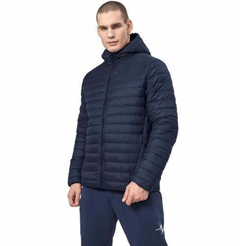 4F Herren Steppjacke Daunenjacke Warme Jacke mit Kapuze Winddicht Herbst Winter Dunkelblau XXL von 4F