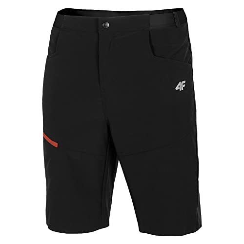 4F Herren Trekking-Shorts Kurze Hose L21 SKMF060 Dry System Sport Logo Sportstyle Schnell Trocknend (XL, Schwarz) von 4F