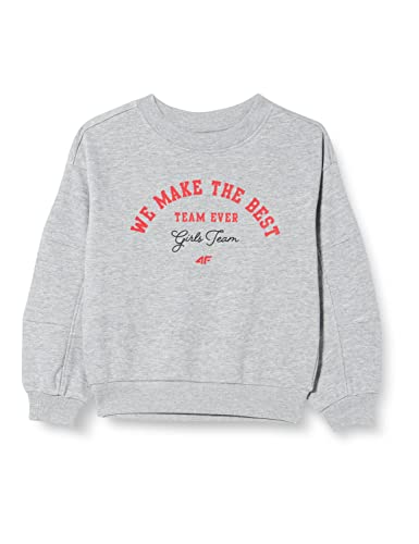 4F Mädchen Girl's Jbld005 Sweatshirt, Grau (Cold Light Grey Melange), 134 cm von 4F