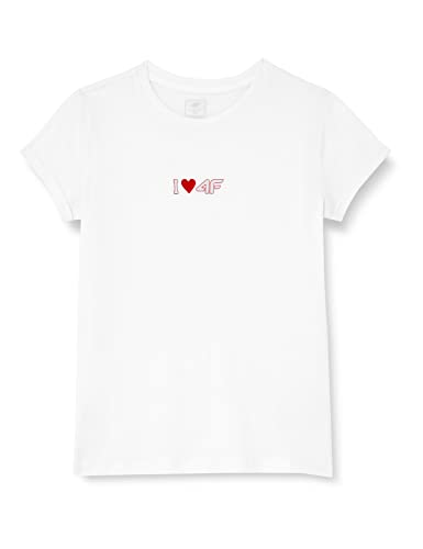 4F Mädchen Girl's T-Shirt Jtsd005 Tshirt, weiß, 146 cm von 4F