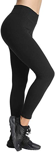 4How Sport Leggings Damen Lang Sporthose Laufhose Blickdicht Baumwollleggings Yoga Pants Tights Strumpfhosen Damen Winter Schwarz M(36/38) von 4How