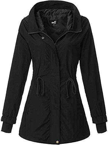 4How Damen Regenjacke Wasserdicht Atmungsaktiv Übergangsjacke Windbreaker Herbst Sport Schwarz US8 DE 38 von 4How