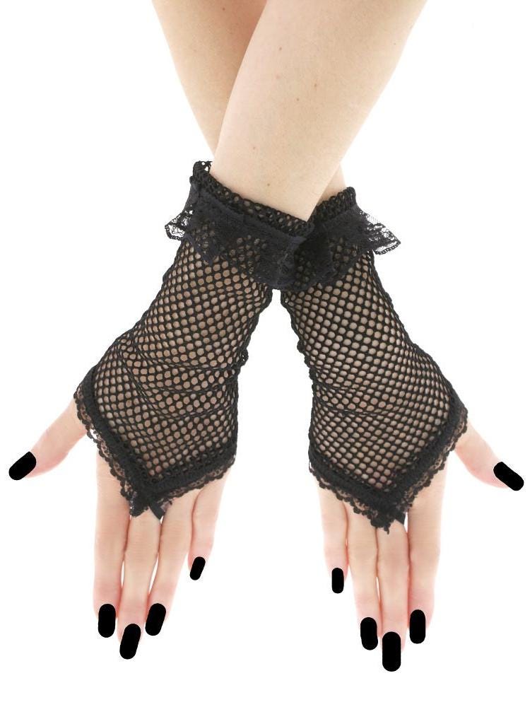 Schwarze Spitze Fingerlose Gothic Handschuhe Netting Kostüm Pulswärmer Schwarze Spitze Fingerlose Gothic Handschuhe Netting Kostüm Pulswärmer von 4HandmadeFashionable