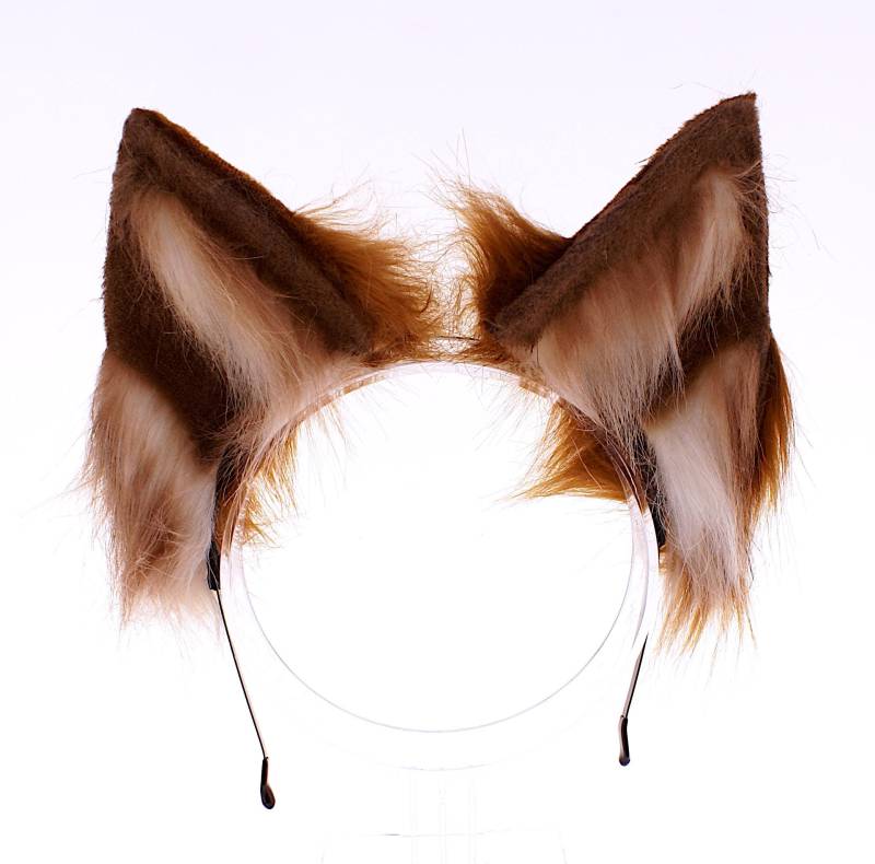 Rusty Brown Weiße Pelzige Ohren, Fuchs Cosplay Kostüm Tier Stirnband Ohren Handgemachte Geschenke von 4HandmadeFashionable