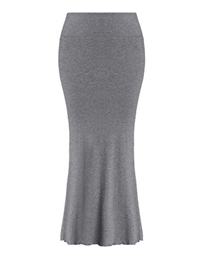 4How Damen Maxi Rock Eng Lang Röcke Business Casual Maxirock Stufenrock Grau L Gr. 38 von 4How