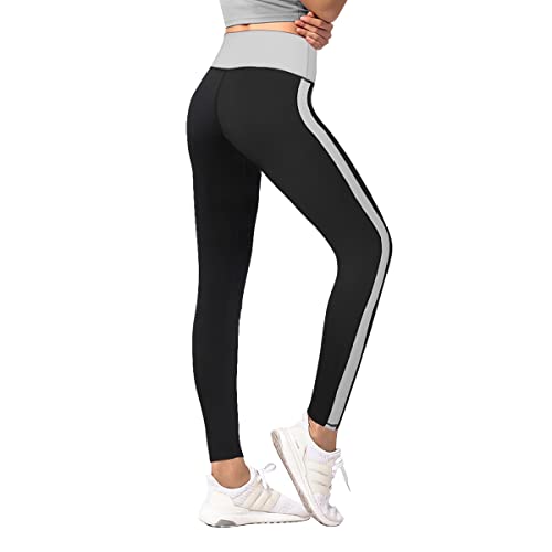 4How Leggings Damen Sport Schwarz/Grau Sportswear Lange Hosen Frauen Workout Pants,XL von 4How