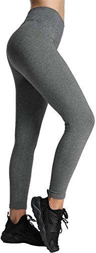 4How Sportleggings Damen 7/8 Blickdichte High-Waist Baumwolle Weich Sporthose für Lässig Yoga Gym Laufhose Size Grau M von 4How