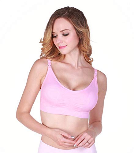 Damen Still BH ohne Bügel Schwangerschaft Stillbh Umstandsmode Unterwäsche Maternity Nursing Bra Rosa L von 4How