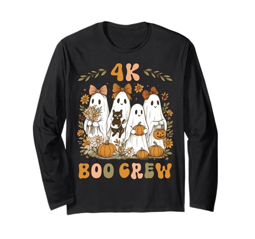 Boo Crew 4K Teacher Halloween Ghost Girly Kokettenschleife für Damen Langarmshirt Boo Crew 4K Teacher Halloween Ghost Girly Kokettenschleife für Damen Langarmshirt von 4K Boo Crew Preppy Halloween Floral Ghost Kid Girl
