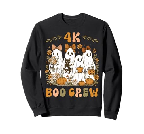 Boo Crew 4K Teacher Halloween Ghost Girly Kokettenschleife für Damen Sweatshirt von 4K Boo Crew Preppy Halloween Floral Ghost Kid Girl