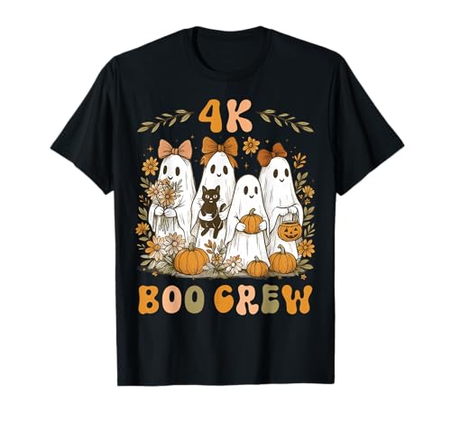 Boo Crew 4K Teacher Halloween Ghost Girly Kokettenschleife für Damen T-Shirt Boo Crew 4K Teacher Halloween Ghost Girly Kokettenschleife für Damen T-Shirt von 4K Boo Crew Preppy Halloween Floral Ghost Kid Girl