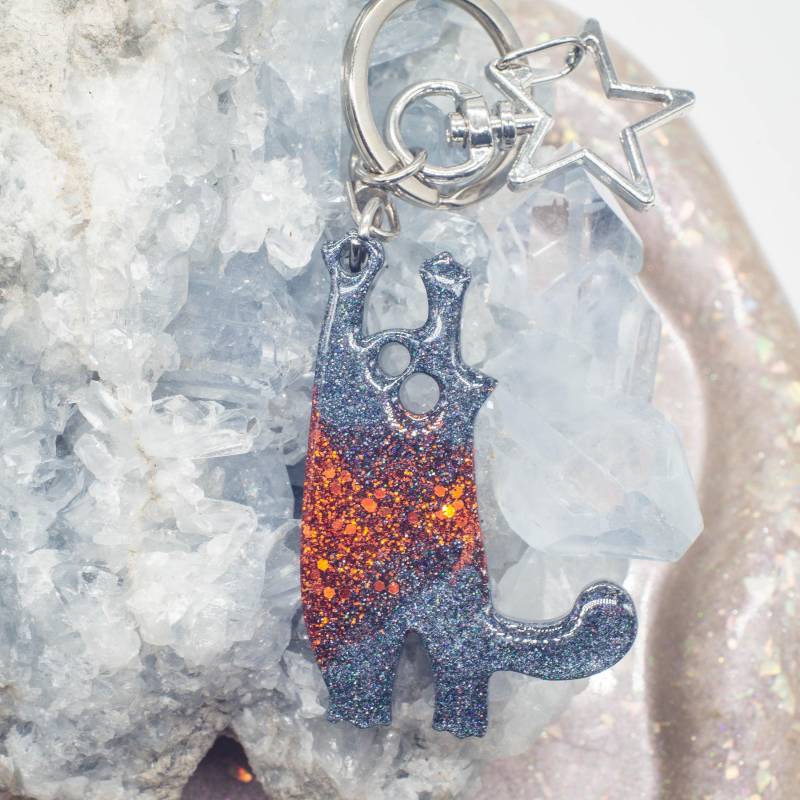 Katze, Schlüsselanhänger Aus Epoxidharz, Glitzer, Handmade, Kleine Geschenke, Schulranzen, Geschenkidee Mädchen, Adventskalender von 4Laliszeiten