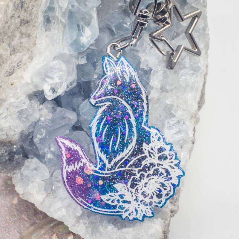 Schlüsselanhänger Aus Epoxidharz, Fuchs Mit Blumen, Kleine Geschenke, Schulranzen, Turnbeutel, Geschenkidee, Adventskalender, Anhänger von 4Laliszeiten