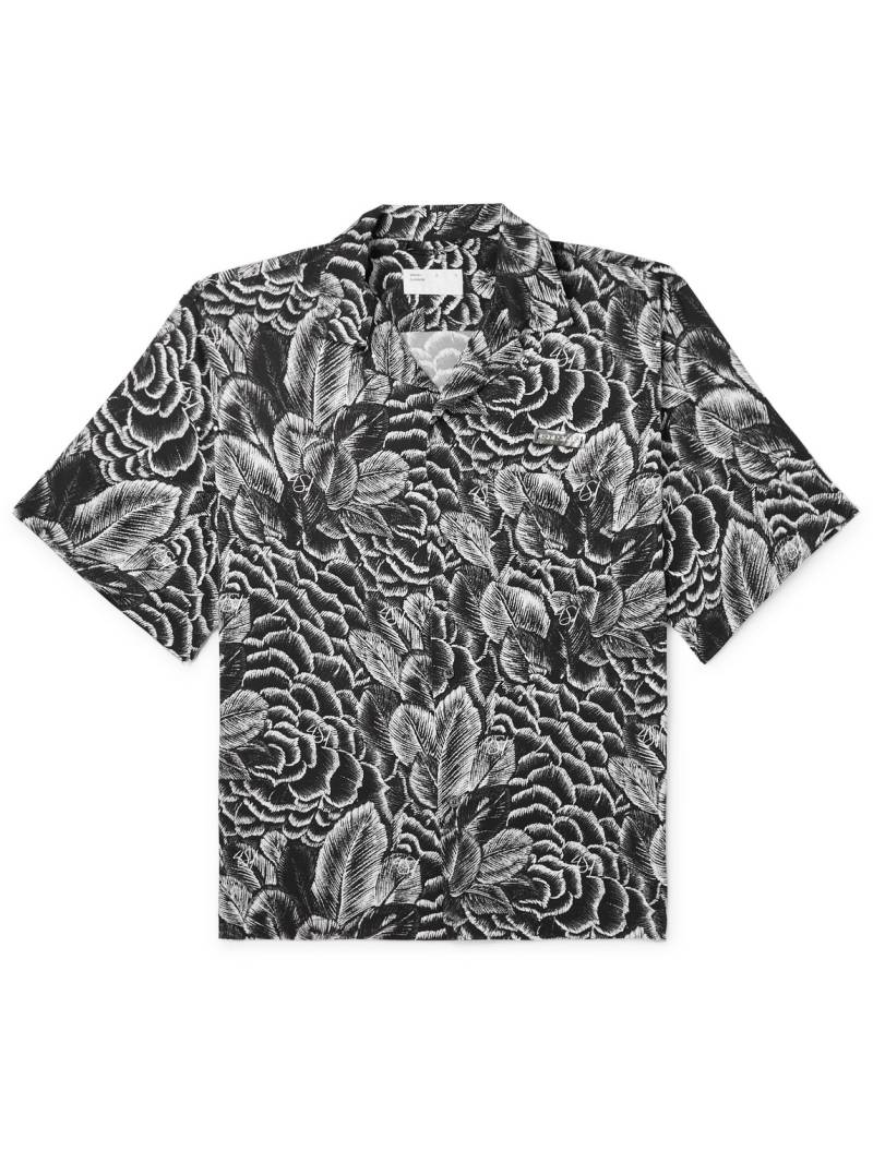 4SDESIGNS - Camp-Collar Logo-Appliquéd Floral-Print Crepe Shirt - Men - Black - XS von 4SDESIGNS