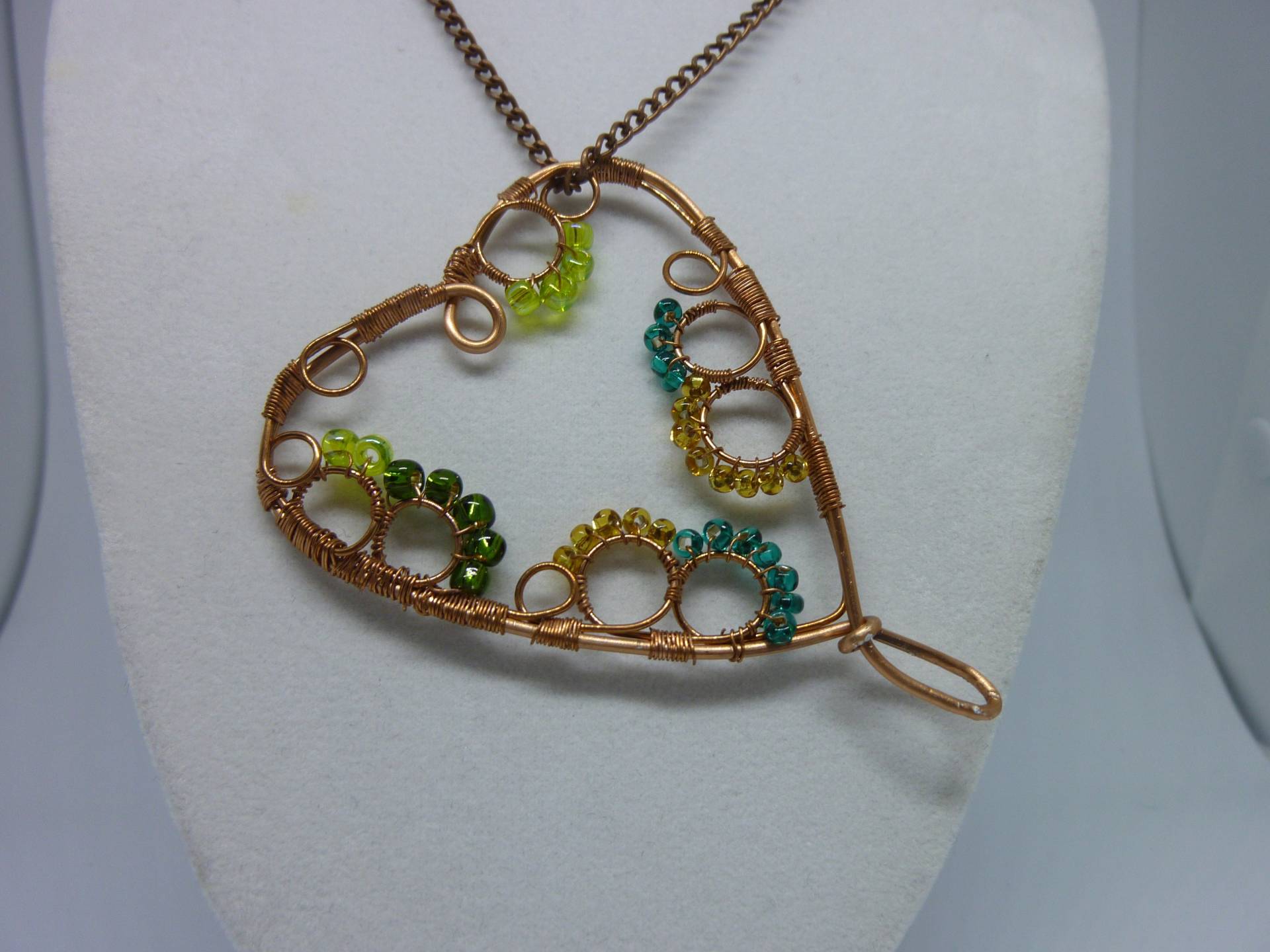 Kupferdraht Geformt Herz Halskette Mit Perlen Kupferdraht Geformt Herz Halskette Mit Perlen von 4SeasonsJewelryBox