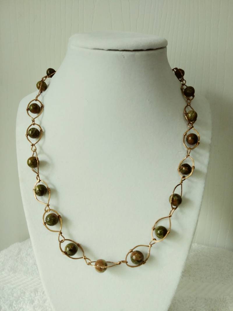 Umwickelt Unakite - Kupfer Halskette Umwickelt Unakite - Kupfer Halskette von 4SeasonsJewelryBox