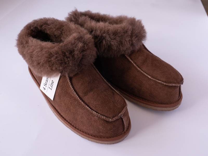 Schaffell Herren Hausschuhe Warme Schokolade Stiefel Handgemachte Pelz 100 % Weihnachtsgeschenk Lederne von 4SeasonsLine