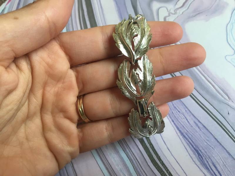 Silber Getönten Metall-Blatt - Link Armband Mit Herbstlaub Signiert Lisner Blätter Angeboten Von 4Sweetk von 4SweetK