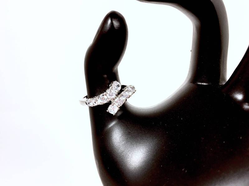 Silberfarbenen Metall & Eis Farbigen Strassring - Kostüm Ring Klare Runde Strass Größe 11 Funkelnden Brautschmuck Jubiläum von 4SweetK