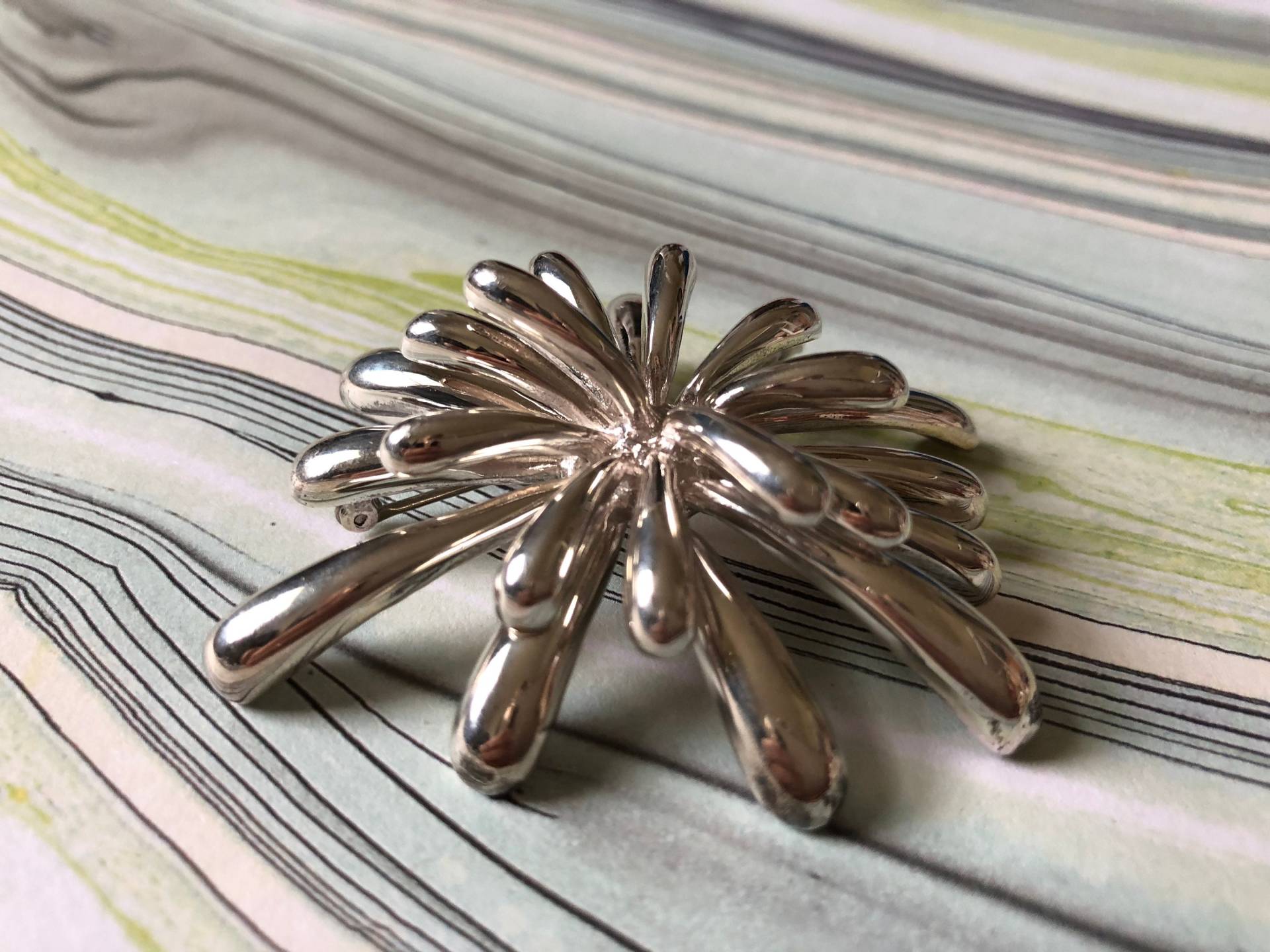 Sterling Silber Feuerwerk Starburst Brosche Aus in Den Usa 925 Vintage von 4SweetK